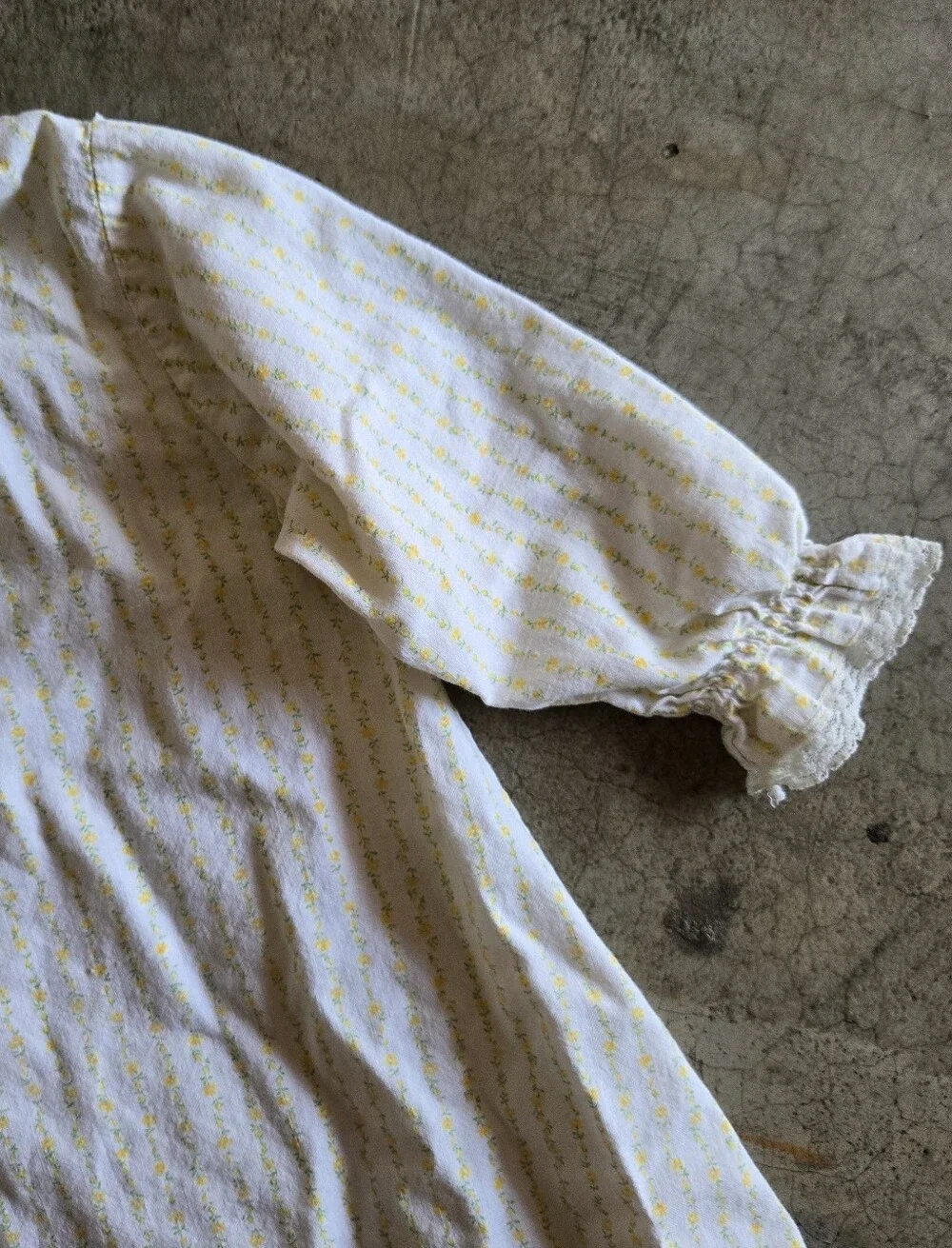 Vintage White and Yellow Girls' Nightgown with Peter Pan Collar